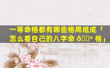 一等命格都有哪些格局组成「怎么看自己的八字命 🌺 格」
